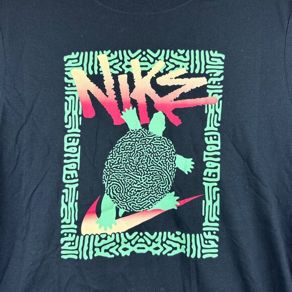 Nike Black Graphic Tee Mens L Skate Island Turtle Streetwear Faded Worn In - Picture 3 of 10
